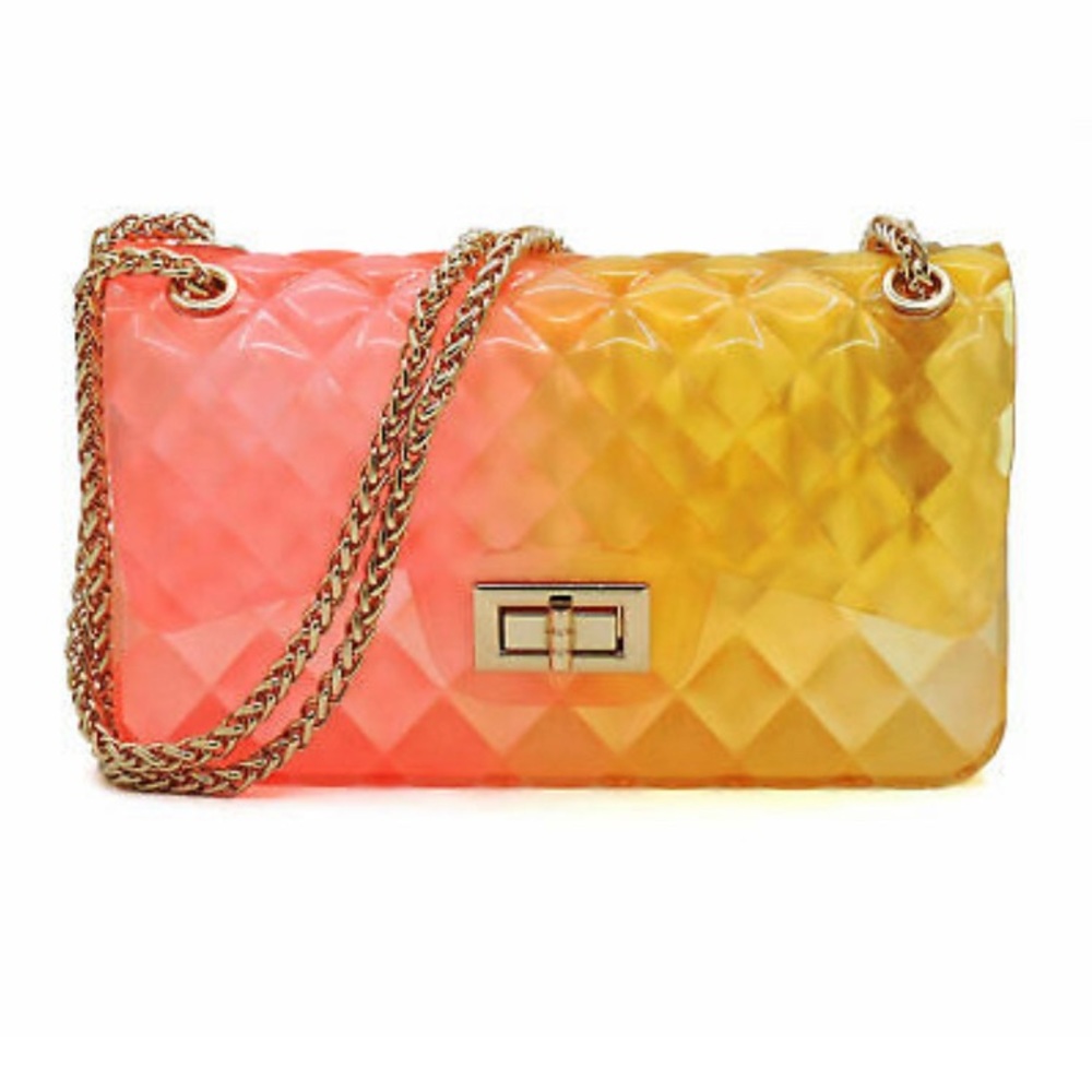 CUTE JELLY BAG WITH GOLD CHAIN 💗💛